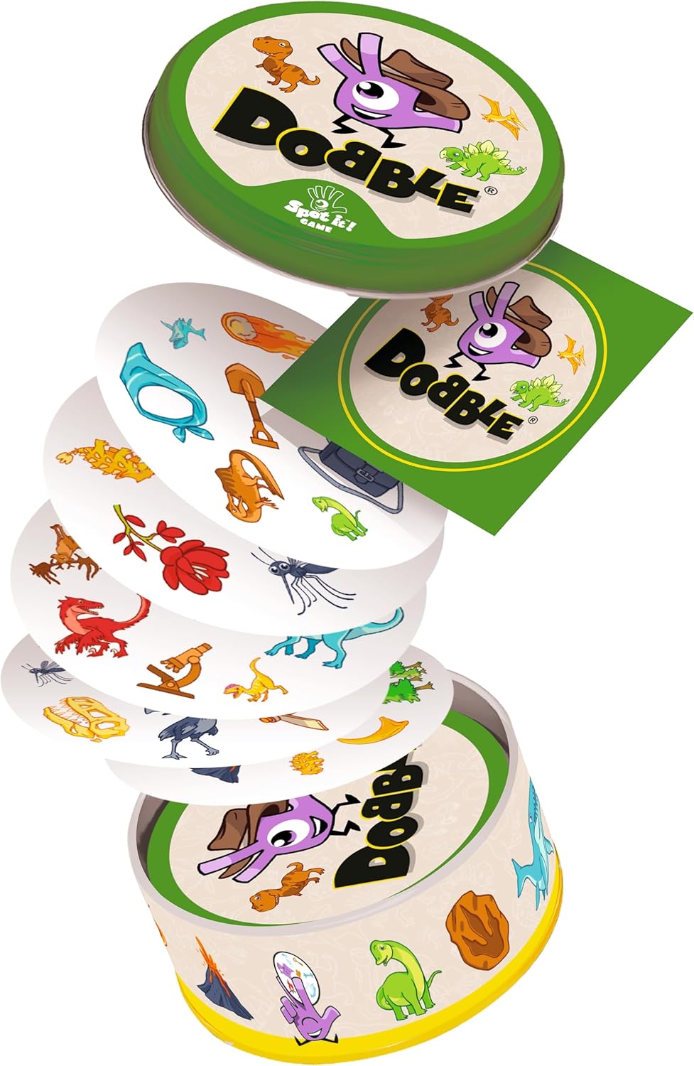 Asmodee Dinosaurier Dobble | Familienkartenspiel | Ab 4 Jahren | 2 bis 8 Spieler | Spielzeit von 15