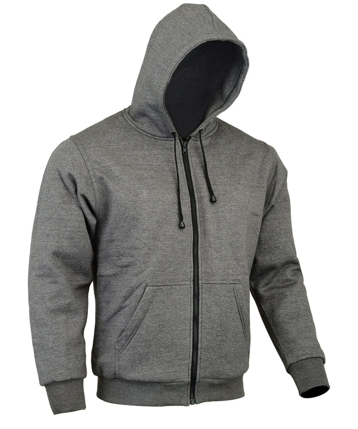 Motorradjacke mit Kapuze - CE-Protektoren - 100% Kevlar-Schutz - Fleece - Grau- L = 112 cm - 117 cm