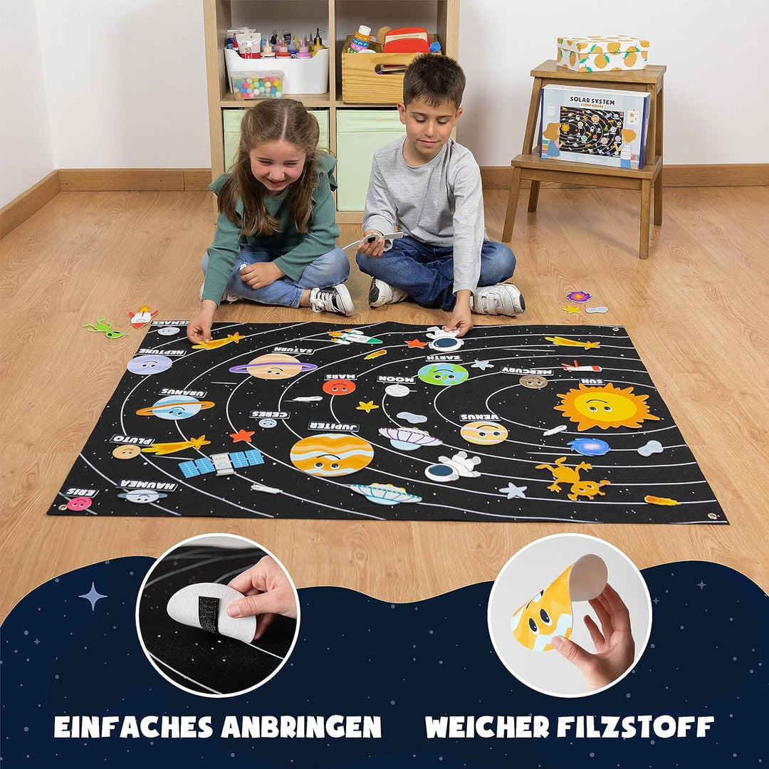 BONNYCO Sonnensystem Kinder 61 Filz Figuren. Planeten Kinder Spielzeug, Geschenke für Jungs Mädchen