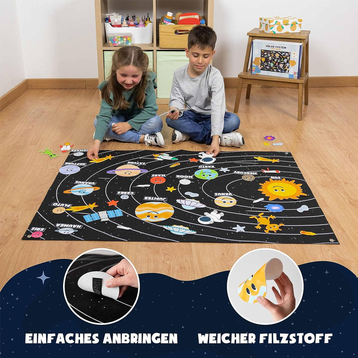 BONNYCO Sonnensystem Kinder 61 Filz Figuren. Planeten Kinder Spielzeug, Geschenke für Jungs Mädchen