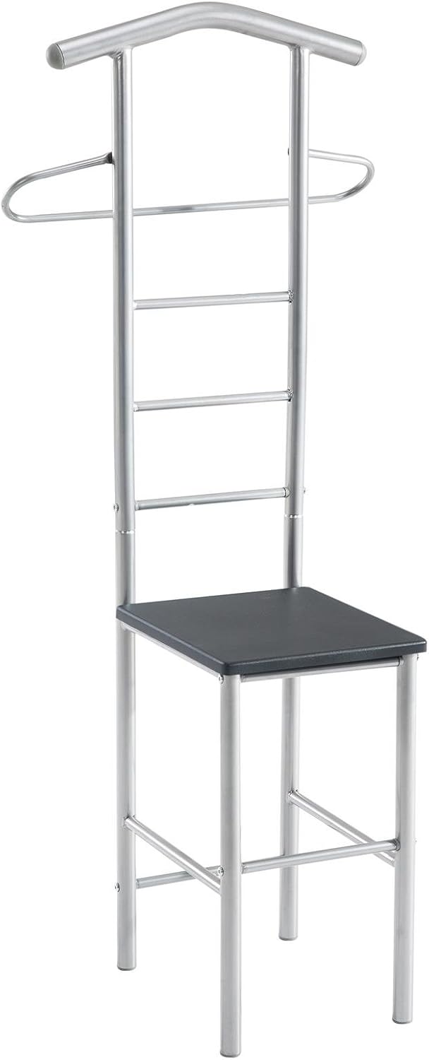 CARO-Möbel Herrendiener 2er-Set JIVO Kleiderständer Garderobenständer, Metall alufarben und MDF in s