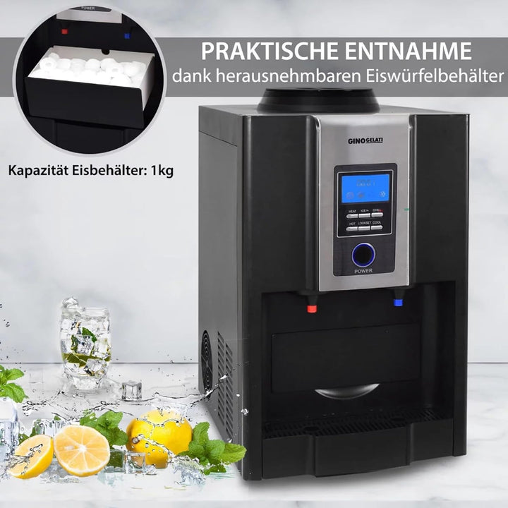 Syntrox Eiswürfelmaschine Snaxa (Heiss,- Kaltwasser Funktion + Display), Eiswürfelproduktion bis zu