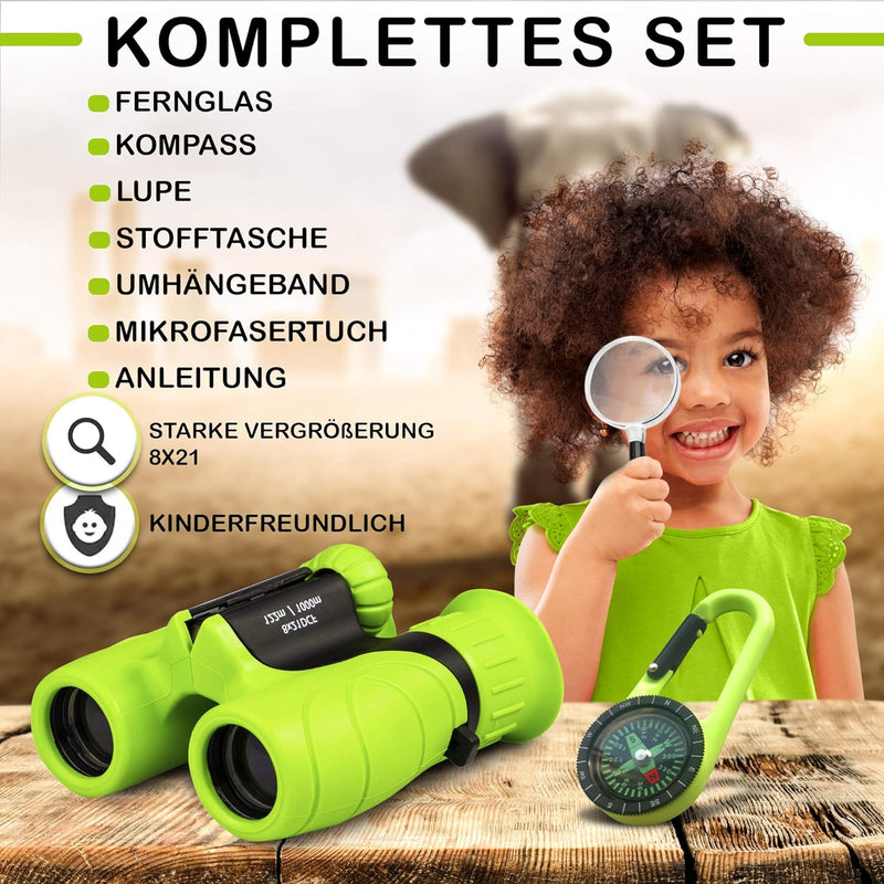 Fernglas für Kinder - Optimales Ostergeschenk - Starke Vergrösserung 8X21 – Umfangreiches Set inklus