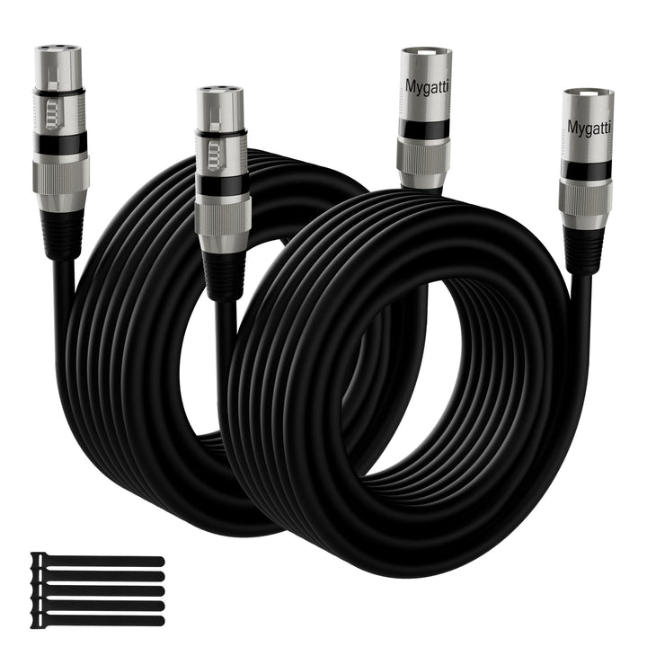 XLR-Kabel Mikrofonkabel 10m(2 pack,schwarz),Stecker auf Buchse,3 polig abgeschirmt ausbalanciert Pat