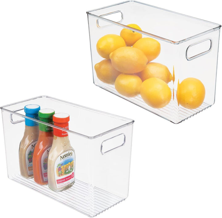 mDesign 2er-Set Aufbewahrungsbox mit Griffen – hohe Kühlschrankbox zur Lebensmittelaufbewahrung – Ab