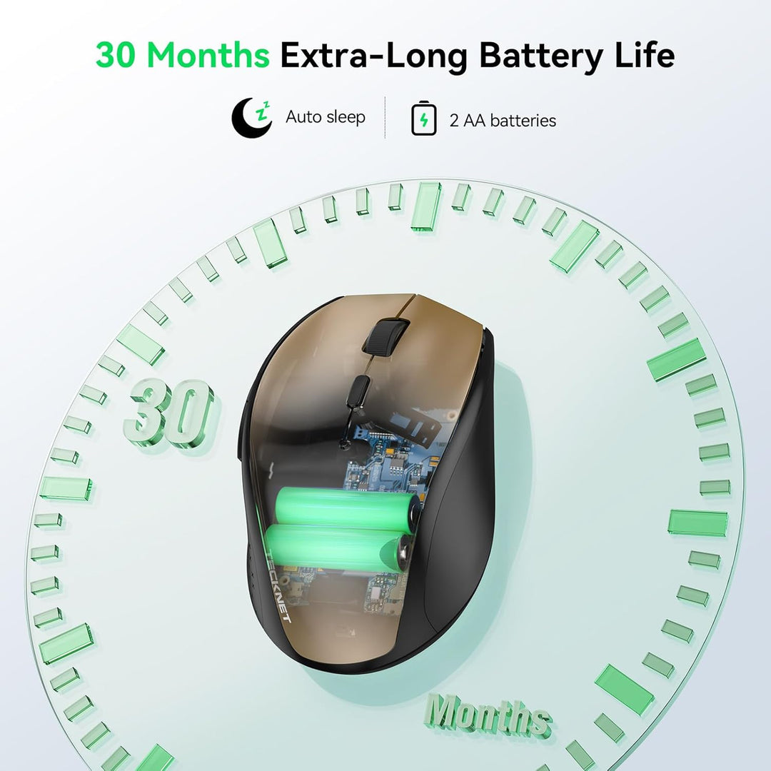 TECKNET Kabellose Maus, 4800 DPI 2.4G Funkmaus mit USB Empfänger, 30 Monate Batterielaufzeit, Optica