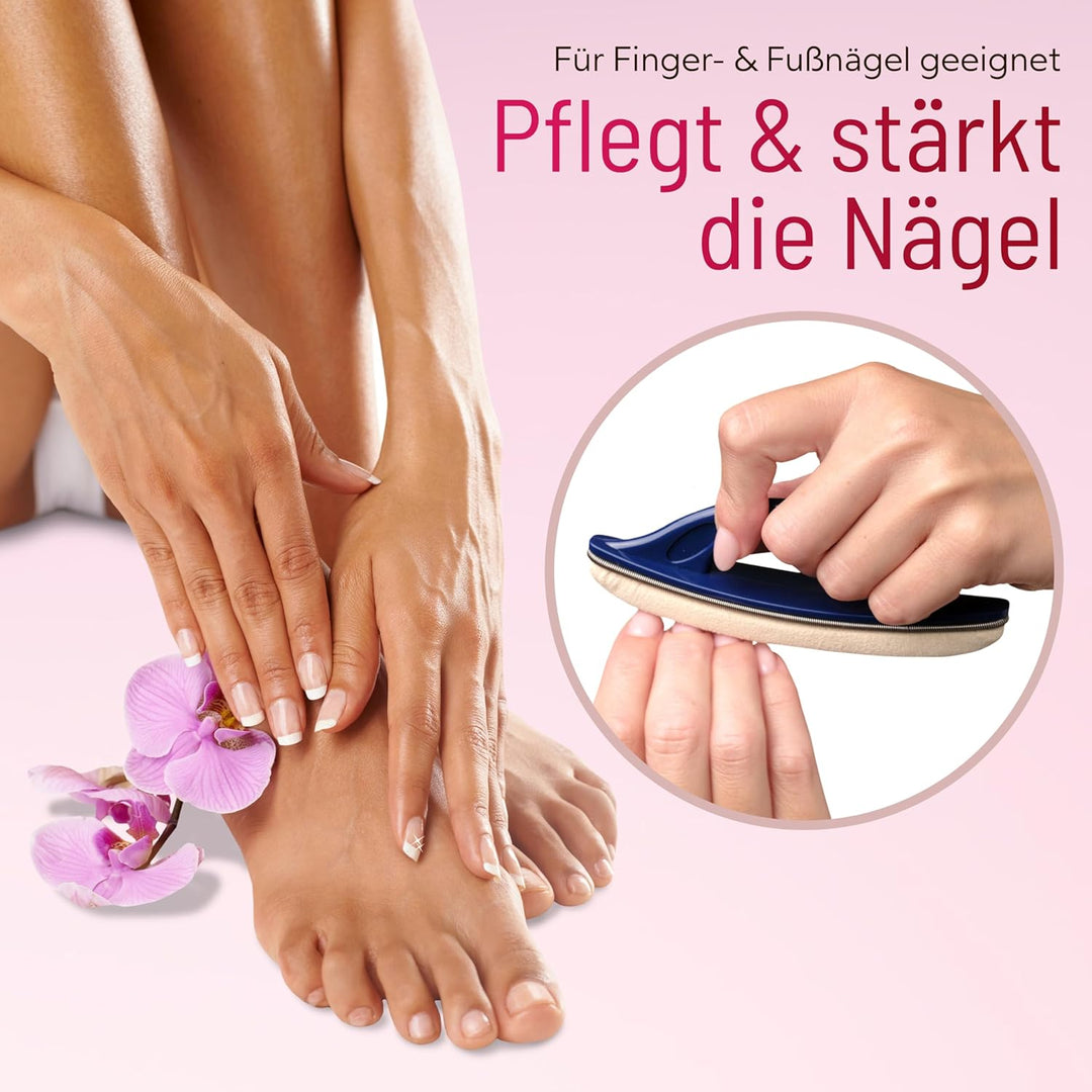 Nail Polish Set – Nagelpflege-Set mit Glanzpuder (50 g), Textil-Polierer & Nagelweissstift – Für nat