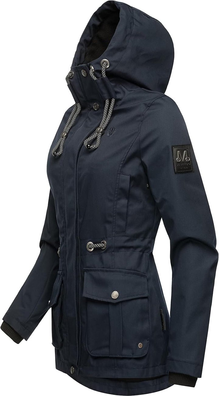 MARIKOO Damen Leichter Übergangsparka mit Kapuze Babetaa Prc XS Navy, XS Navy