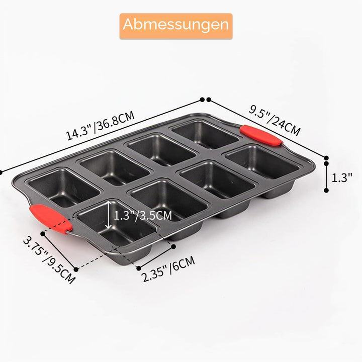 Mini-Kastenform mit 8 Mulden, nicht vorrätig mit Silikongriff, Mini-Brotlaib-Backform, Mini-Brownie-