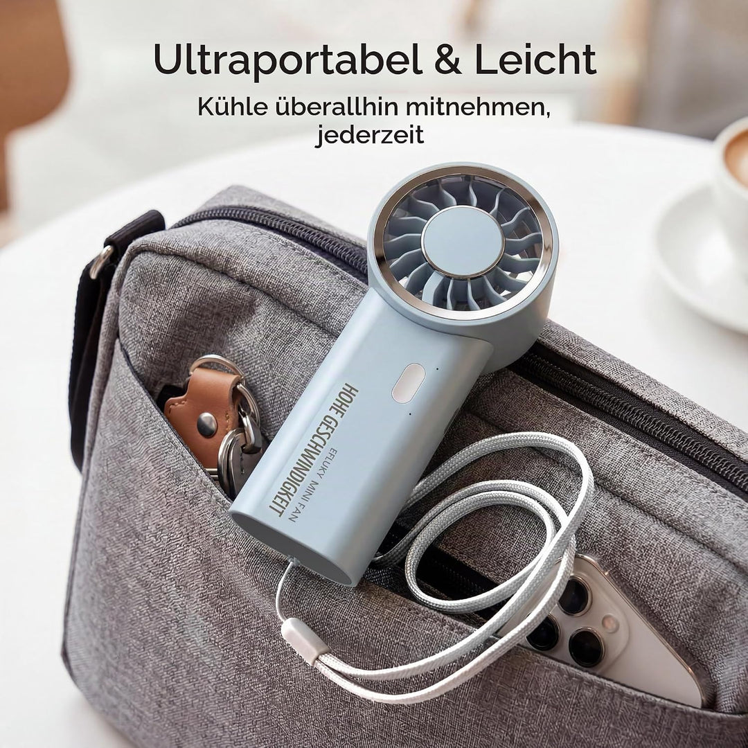 efluky Handventilator, Mini Hochgeschwindigkeits-Ventilator, USB wiederaufladbar mit 5 Geschwindigke