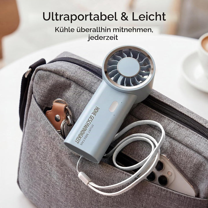efluky Handventilator, Mini Hochgeschwindigkeits-Ventilator, USB wiederaufladbar mit 5 Geschwindigke