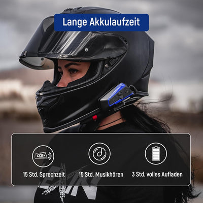 LEXIN B4FM Motorrad Bluetooth Headset, Helm Intercom, Kommunikationssystem für bis zu 10 Motorräder