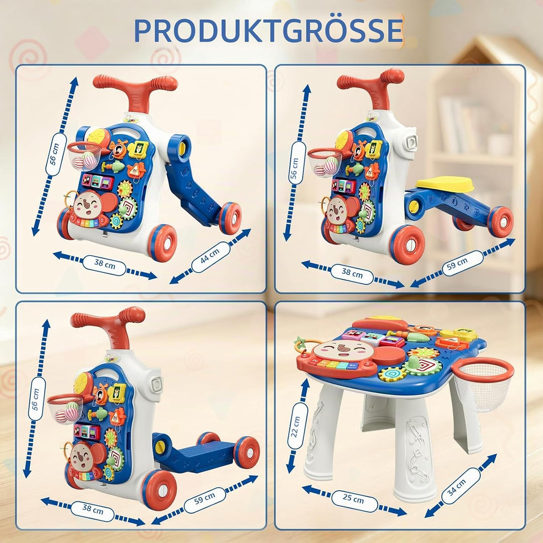 HYES 5 in 1 Lauflernwagen, Baby Spiel und Lauflernhilfe mit Musik und Abnehmbarem Spielboard, Laufwa