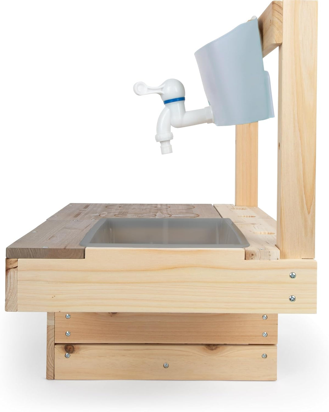 small Foot Matschküche zum Hängen, kompakte Holz-Spielküche mit Kochfeld, Backofen, Waschbecken, ide