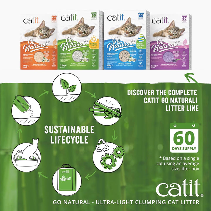 Catit Go Natural!, Klumpendes Katzenstreu aus Bambus, Vanilleduft, 1,4kg