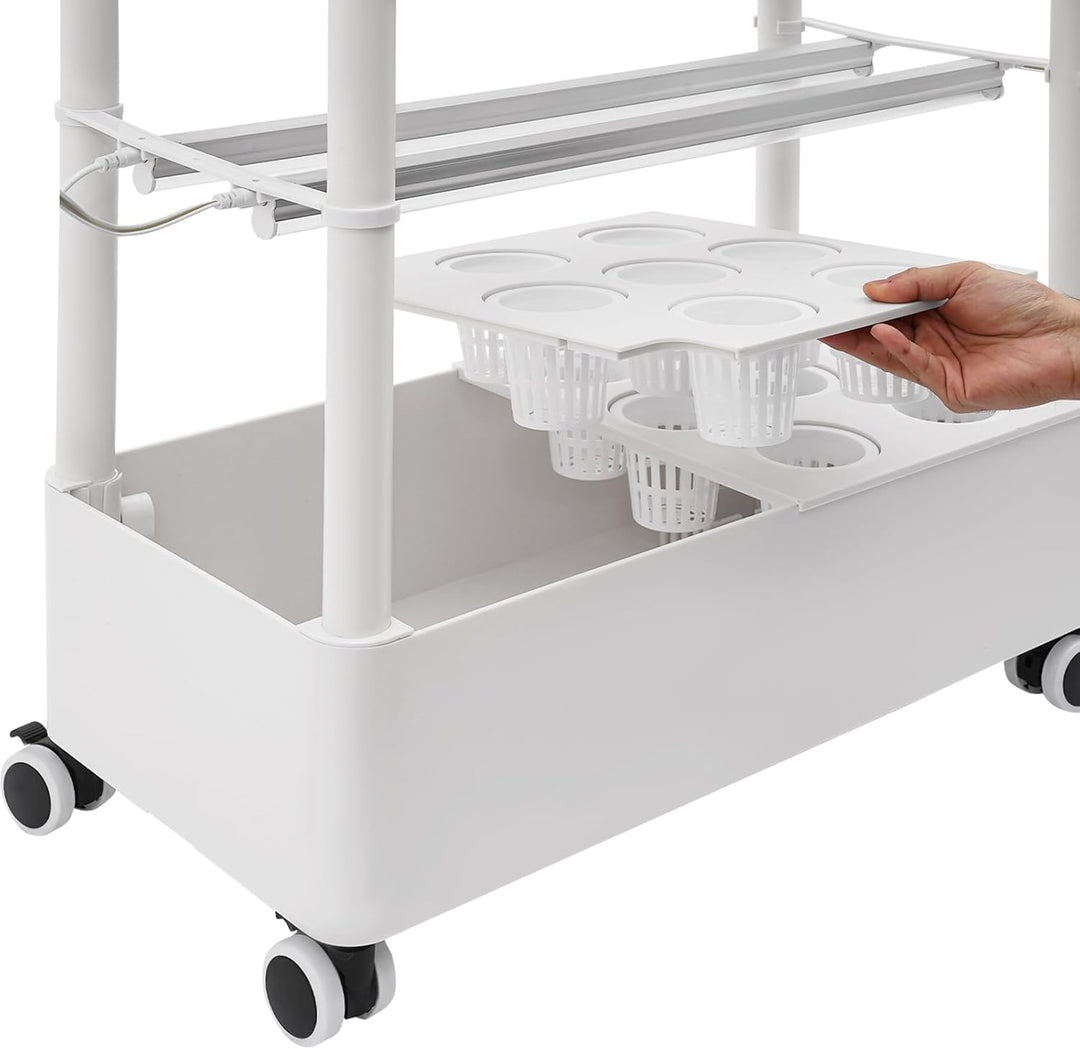 Hydroponisches Anbausystem mit LED-Beleuchtung, 2 Ebenen, 28 Pflanzlöcher, Indoor-Garten-Kit mit Rol