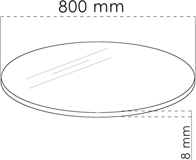 iomangio® Glasplatte Rund Ø 80 cm | transparente Tischplatte aus gehärtetem ESG-Sicherheitsglas | 8