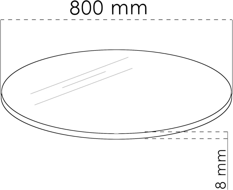 iomangio® Glasplatte Rund Ø 80 cm | transparente Tischplatte aus gehärtetem ESG-Sicherheitsglas | 8