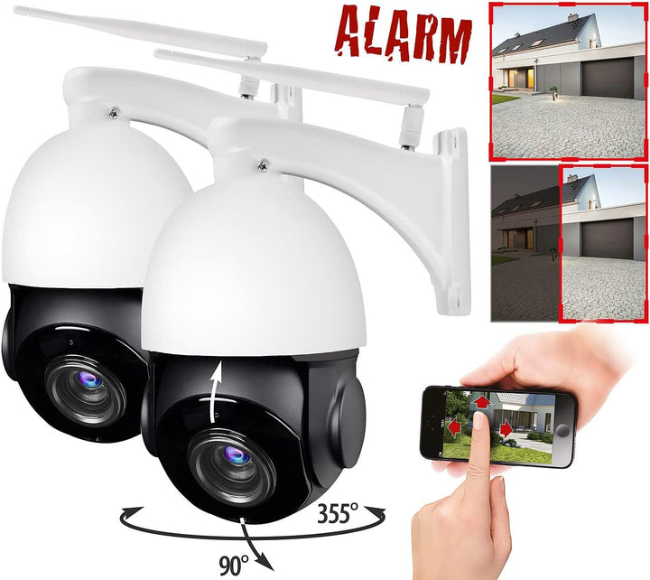 7links PTZ Kamera Outdoor: 2er-Set PTZ-IP-Überwachungskameras mit 2K, 18x-Zoom, WLAN, App, 360° (PTZ