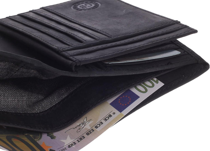 Greenburry Vintage Revival Herren Geldbörse Schwarz 10x12,5x2cm Lederbörse Geldbeutel