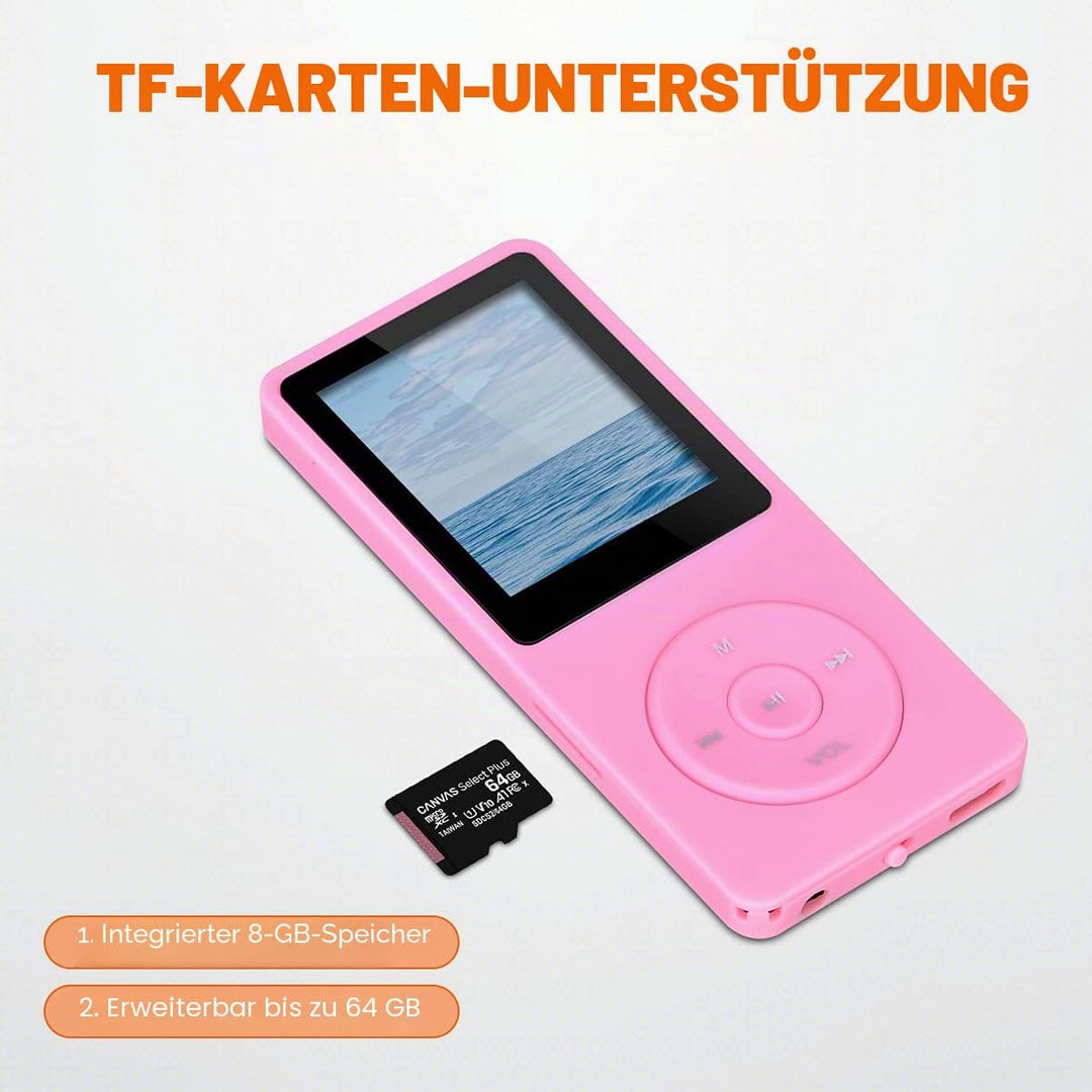 MP3/MP4 Player, Lychee Upgrade, 8 GB Digitaler Musik-Player, Tragbarer HiFi-Sound Mit Video/Sprachau