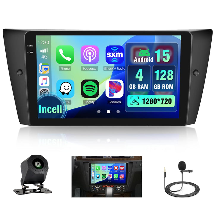 Hikity 4+128G 9" Android Autoradio für BMW 3 E90 E91 E92 E93 2005-2011 | Incell Touchscreen Wireless
