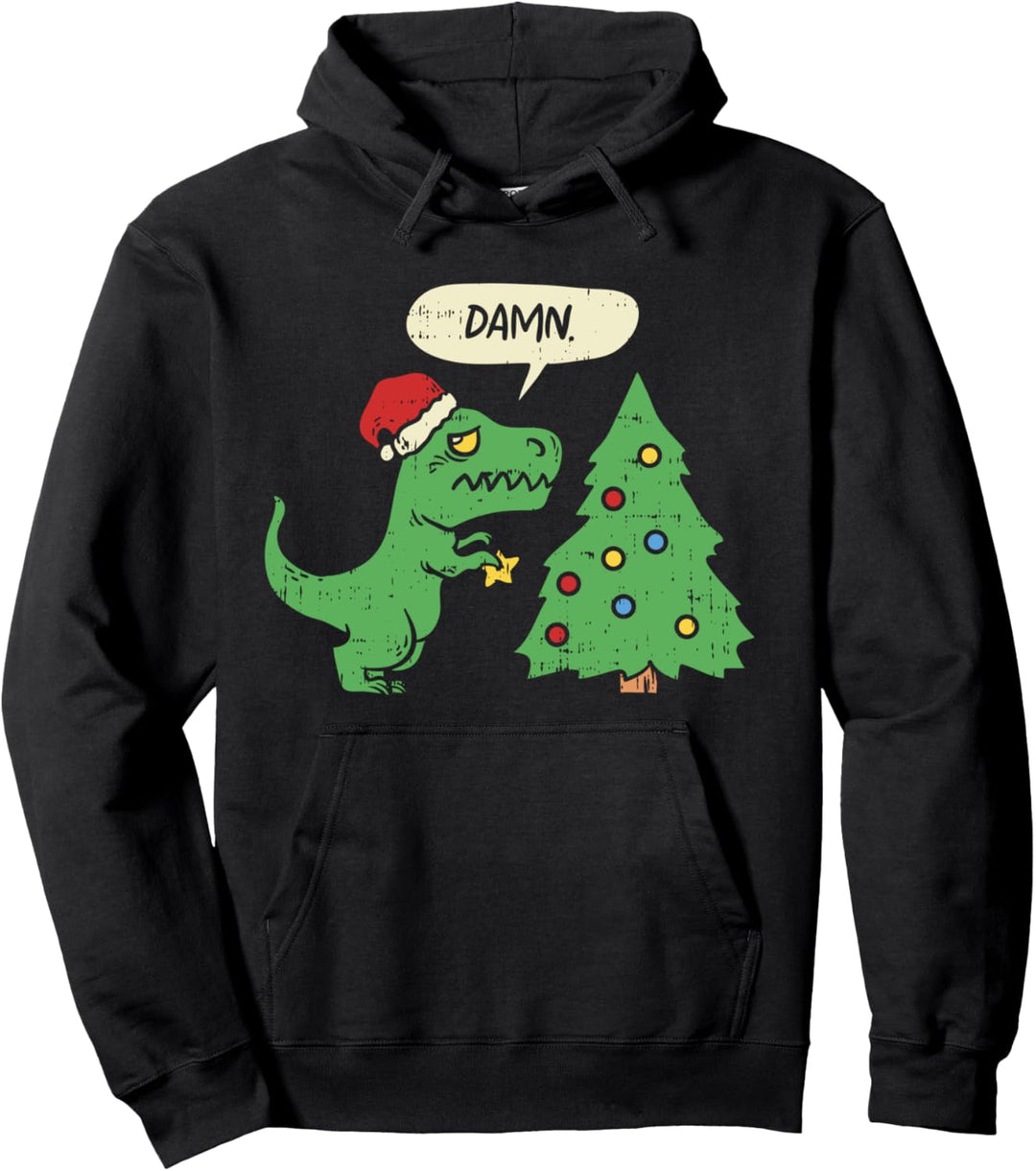 Trex Christmas Tree Damn Funny Dinosaur Boy Gift Pullover Hoodie