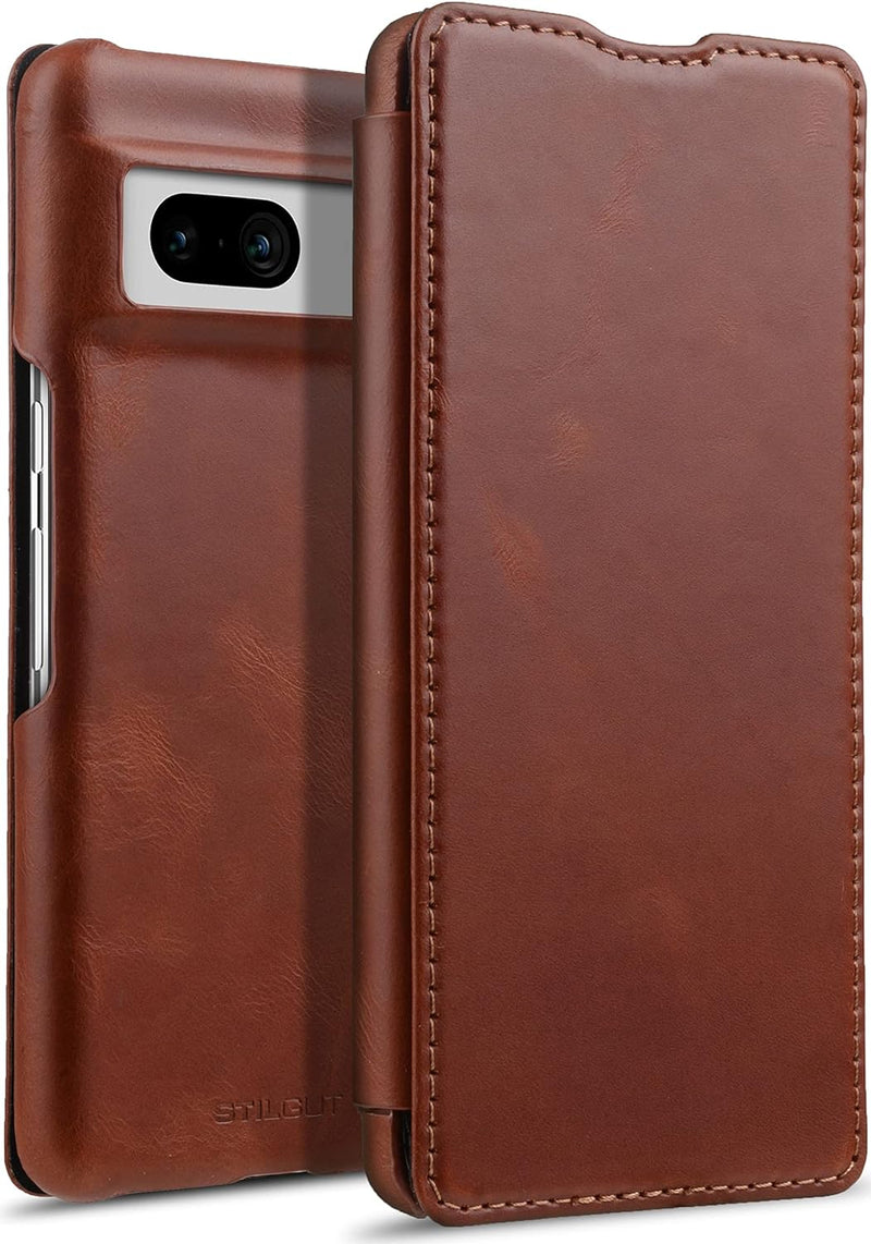 STILGUT Book Case kompatibel mit Google Pixel 7 Hülle aus Leder, Lederhülle, Klapphülle, Handyhülle