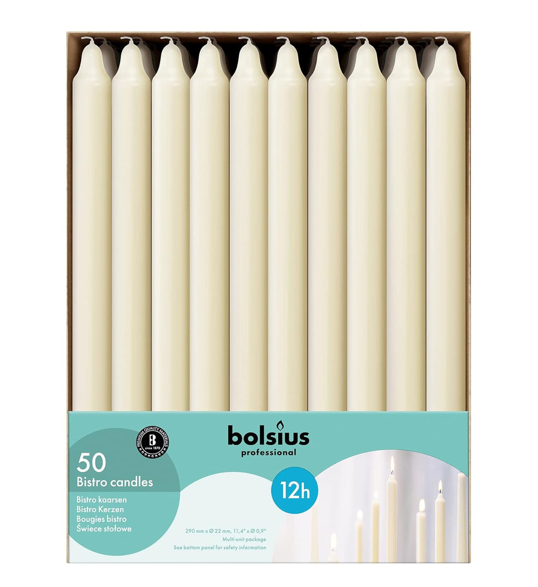 Bolsius Tafelkaars 290/22 ivoor - 50st