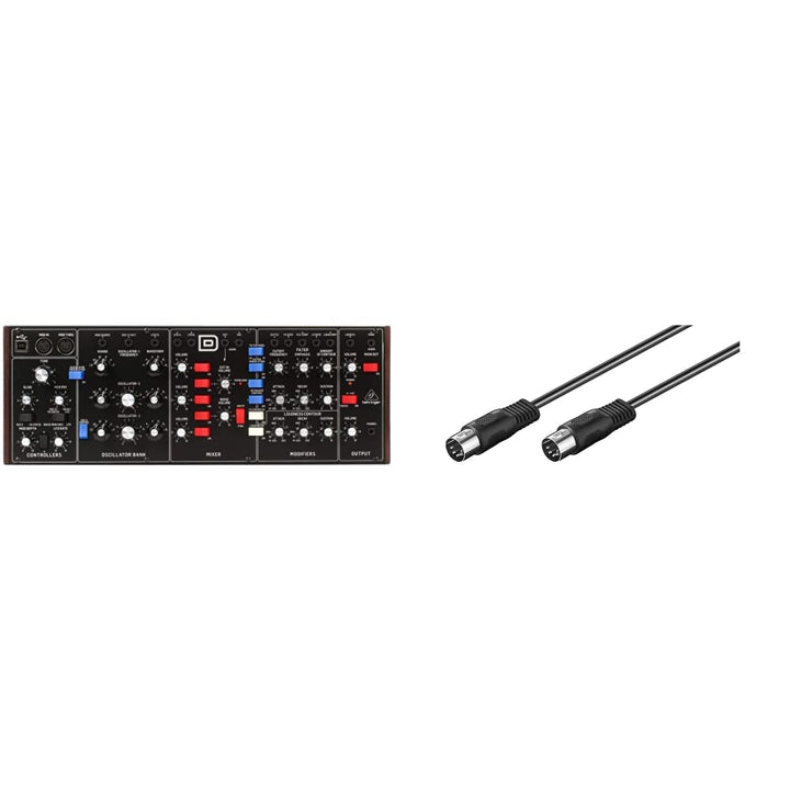 Behringer Legendärer Analog-Synthesizer Modell D, mit 3 VCO-Anschlüssen & Goobay 50020 Audio Stereo