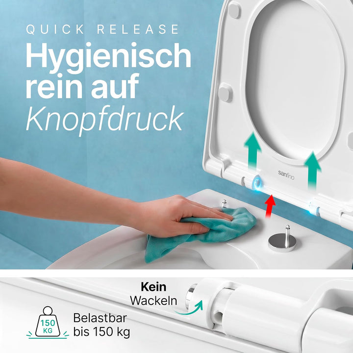 WC Sitz D Form mit Absenkautomatik | Toilettendeckel Weiss
