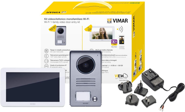 Vimar K40945 Videosprechenalagen-Set enthält Freisprech-Touchscreen-Videohaustelefon LCD 7in und WLA