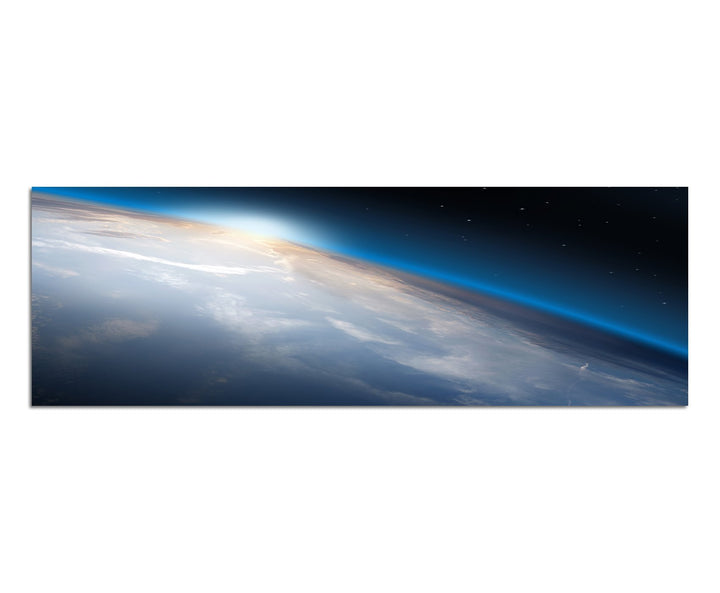 Paul Sinus Art Panoramabild auf Leinwand und Keilrahmen 120x40cm Planet Erde Weltall Sonne
