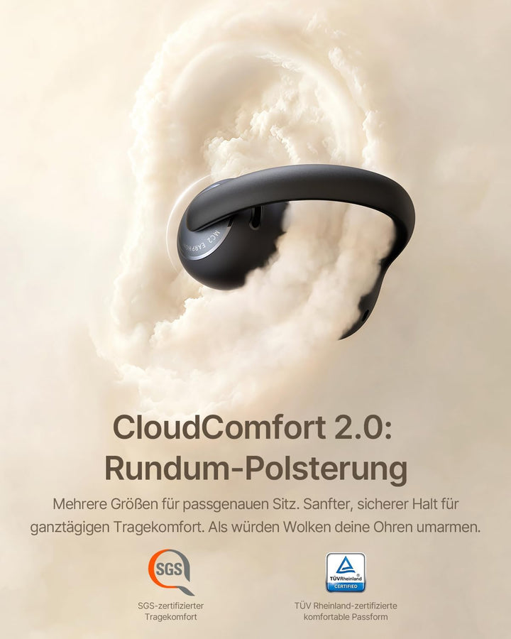 Baseus Bowie MC2 Open Ear Kopfhörer, Clip-On Earbuds mit CloudComfort 2.0, Hi-Res Audio, LDAC, Super