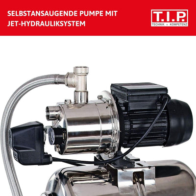 T.I.P. Hauswasserwerk Edelstahl (4.350 l/h Fördermenge, 45 m Förderhöhe, 4,5 bar Druck, 1.000 W, Ins