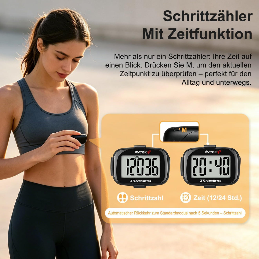 AVTREK Präziser 3D-Schrittzähler Mini-Schrittzähler für Walking oder Laufen im Freien Wanderaktivitä