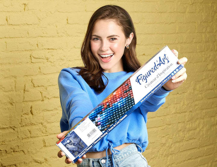 Figured'Art Diamond Painting Erwachsene 40x50cm Ganze Leinwand gerollt Eulen und Mond 5D Bilder Ecki