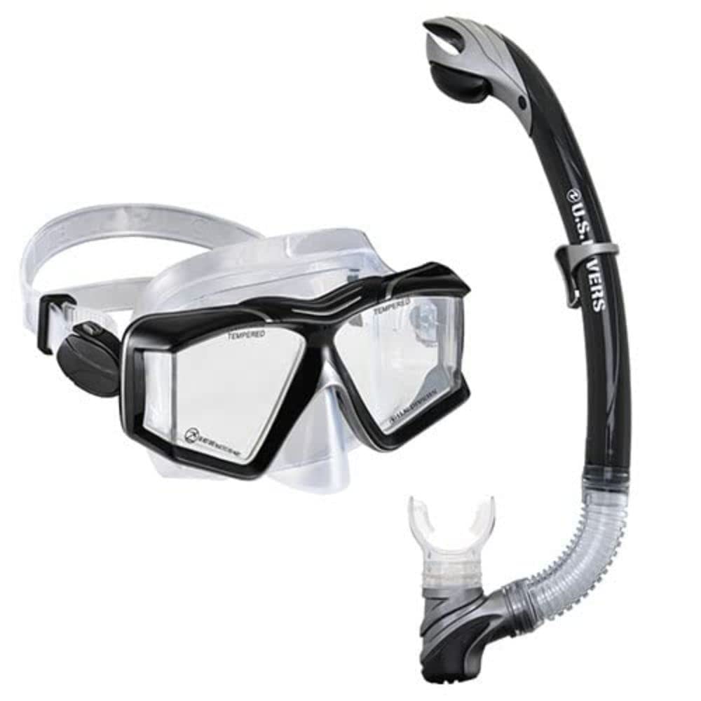 US.Divers Combo Sideview | Erwachsenes Tauchset, Maske und Schnorchel mit 180° Panoramasicht, UV-Sch
