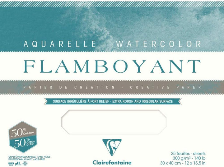 Clairefontaine 975065C Flamboyant Aquarellpapier Block (4-seitig geleimt, 20 Blätter, 31 x 41 cm, 30