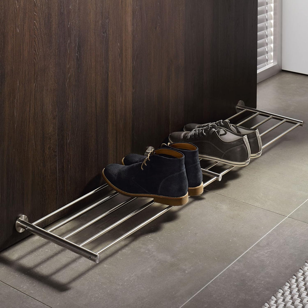 PHOS Design, SR1200-1W, Schuhregal Wandmontage, 120 cm breit, gebürsteter Edelstahl 120 cm Breite, 1