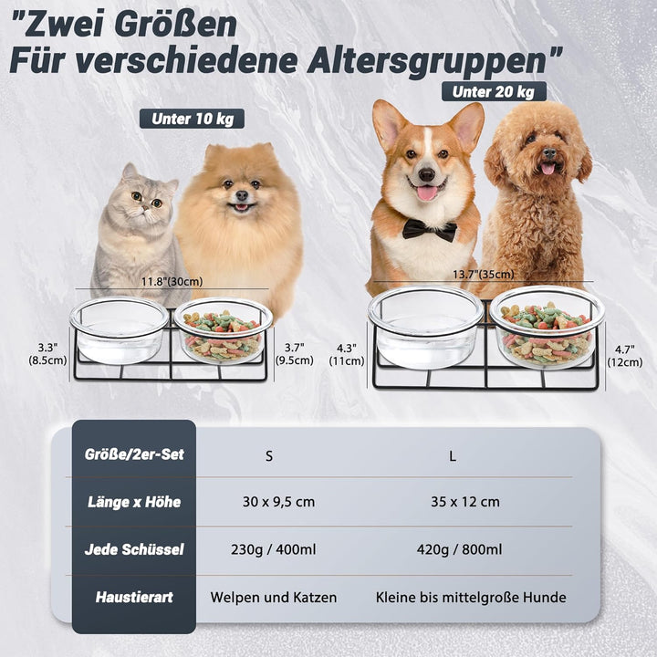 Hundenapf Katzennapf - Futternapf Hund Katze - Futterstation Hund Katzen Erhöht mit Ständer - Doppel