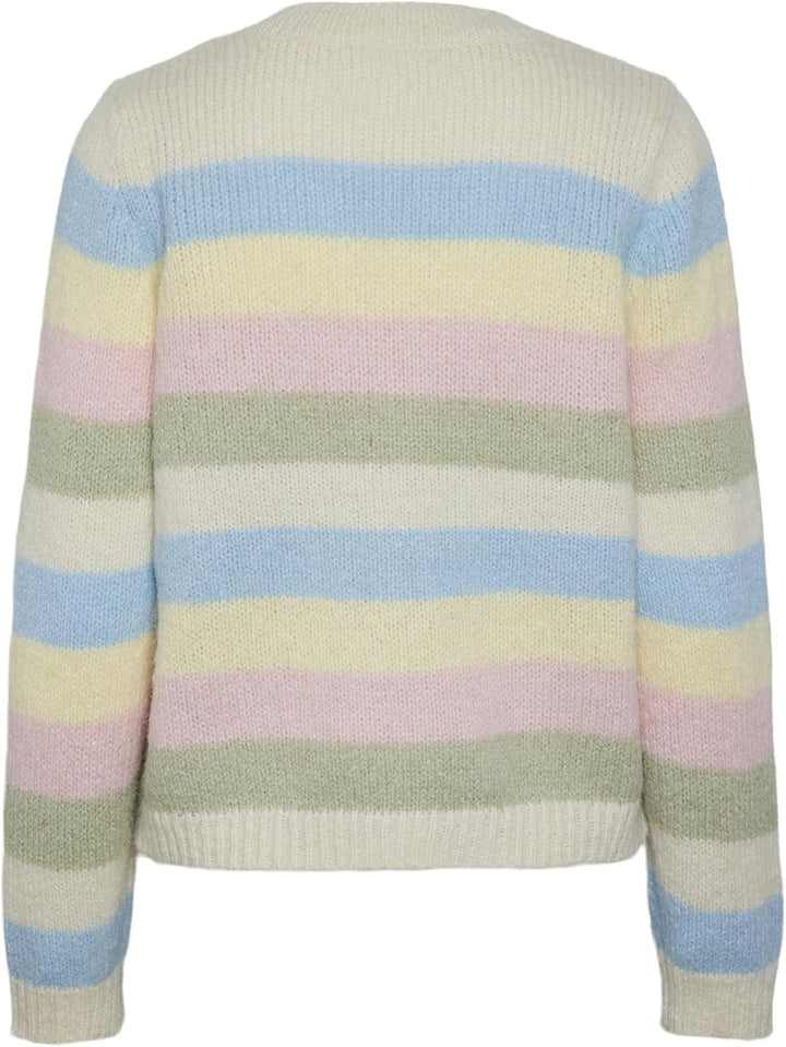 Pieces Damen Pcnatasha Ls Knit Cardigan Noos Bc Cp Strickjacke (1er Pack) S Birch/Stripes:airy Blue-