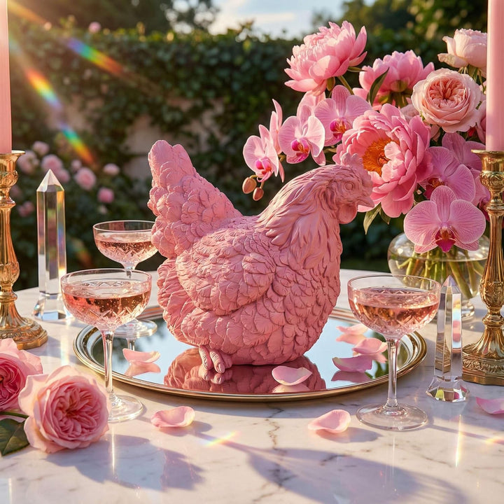 colourliving Deko Hühner DekoDiven einzigartige Huhn Deko für Haus & Garten (Tequila Sunrise, sitzen