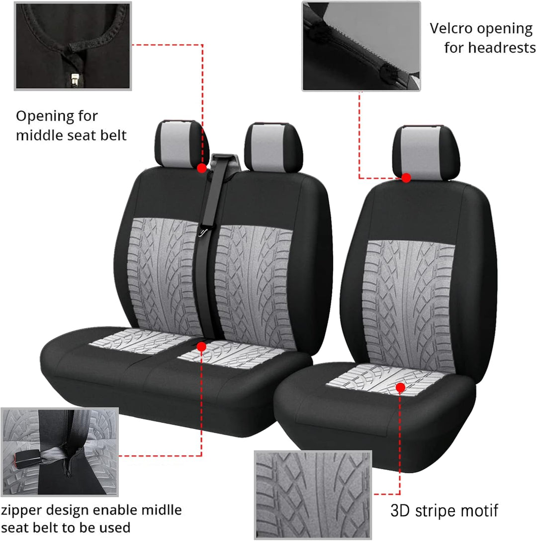 TOYOUN Universal Sitzbezüge Auto für Transporter LKW - Separater Design Sitzunterseitenstauraum zugä