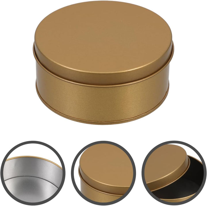 Amosfun 4er Set Goldene Plätzchendosen Rund aus Weissblech Luftdichte Aufbewahrungsbox mit Deckel 10