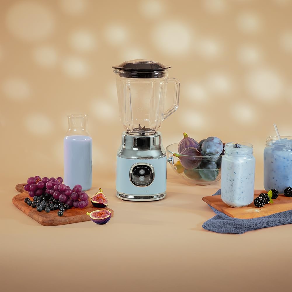 Cecotec Standmixer Retro RetroTwist Blue. 800W Maximale Leistung, Pulse-Funktion, 4-Klingen-Messer m