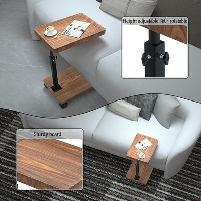 ESTUWD Beistelltisch mit Rollen | Beistelltisch Höhenverstellbar (45-80cm) | Holz Beistelltisch c Fo
