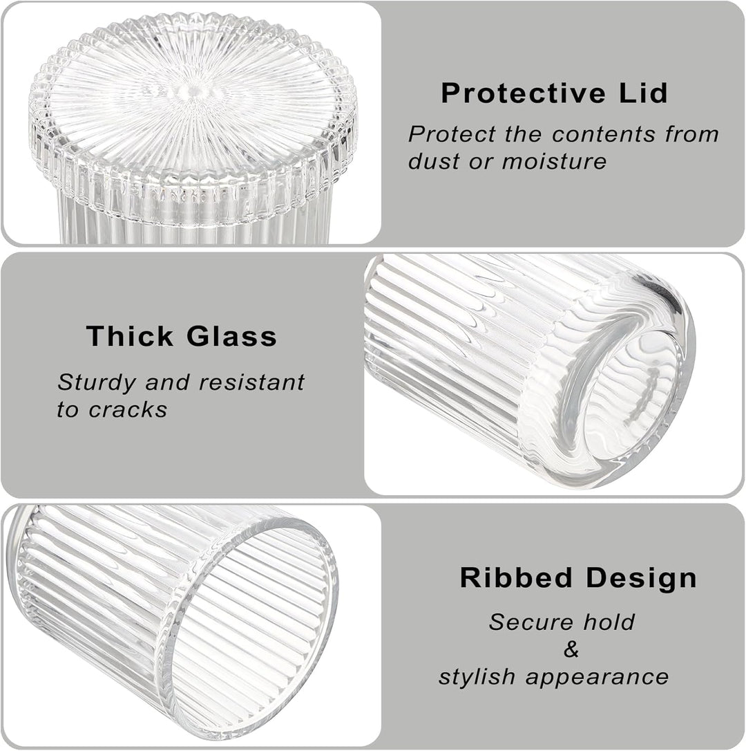 2er Wattestäbchen Box Glas Wattepads Behälter Transparent Schminktisch Organizer Bad Klein Aufbewahr