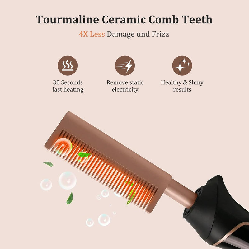 80°C-230°C Hot Comb for Afro hair/Lace wigs/Bart, janelove Keramik Glättkamm mit HD LCD Anzeige, Sch