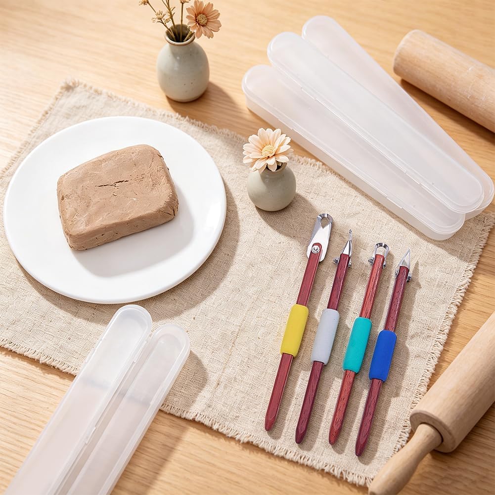 FINGERINSPIRE 4 Stück Töpferei Schnitzwerkzeuge 304 Edelstahl Ton Modelliermesser mit Holzgriffen Ke